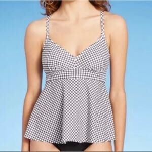 KONA SOL geometric criss cross back tankini top size S